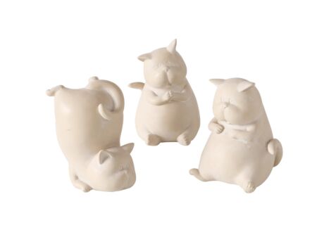 Beeldje Catty H12,5cm - polystone - beige