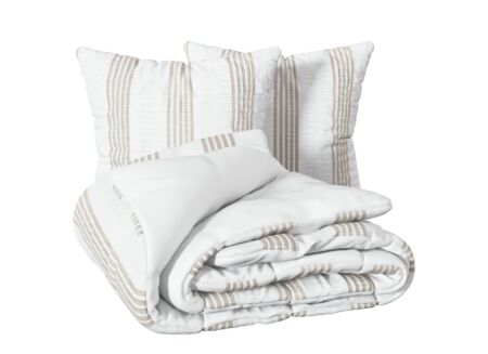 Dekbedovertrek Stripes 240x220cm - polyester - beige & wit