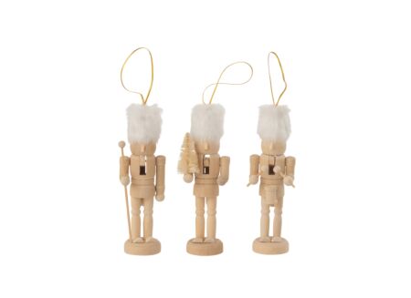 Notenkraker Hangers 3stks Hout & bont - naturel & wit