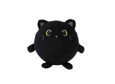 Kussen Squishy Black Cat Ø13cm - stof - zwart