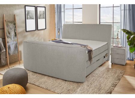 Boxspring Belair Max 180x200cm met tv-lift en opbergruimte stof lichtgrijs