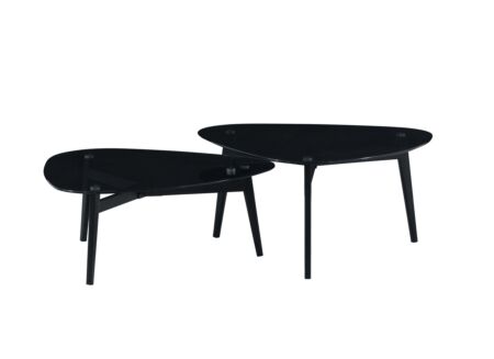 Salontafel Planetoide Ø80cm - glas/metaal - blauw - set van 2
