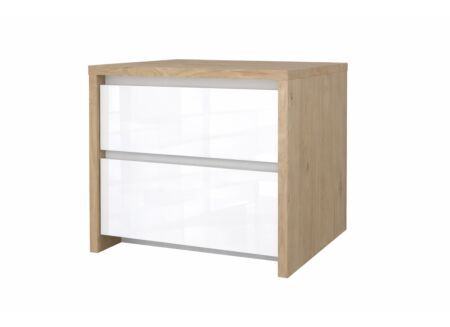 Nachtkastje Next 52x48H46cm - melamine - glanzend wit & jackson hickory