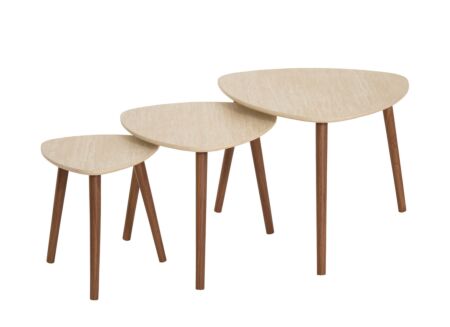 Bijzettafel Mileo 60x60x45cm - MDF - travertin look set van 3