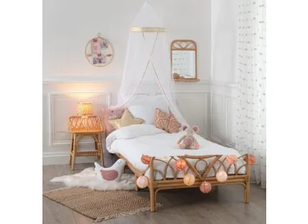 Foto ambiance - Ciel de lit 230x40cm - fibre de polyester - blanc/or