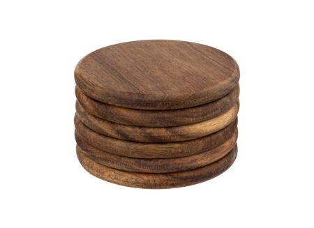 Onderzetters voor glazen Mina Ø10x6cm - acacia massief - naturel set van 6
