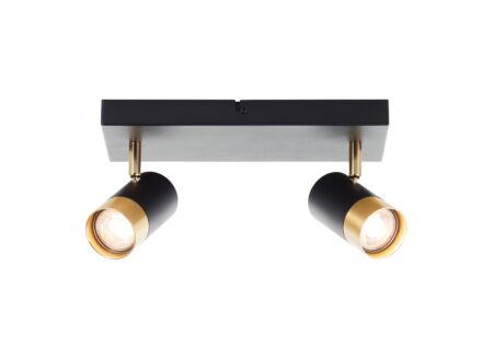 Opbouwspot Vigolo met 2 spots 5W GU10 - 33x12,5cm - zwart/goud