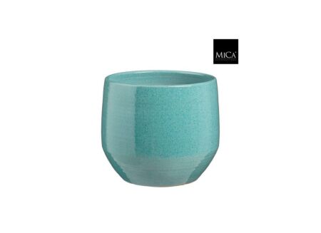 Bloempot Matteo H24cm - terracotta - turquoise
