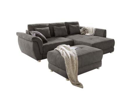 Hoeksalon La Spezia 258x192cm - stof - bruin met bedfunctie/ opbergruimte