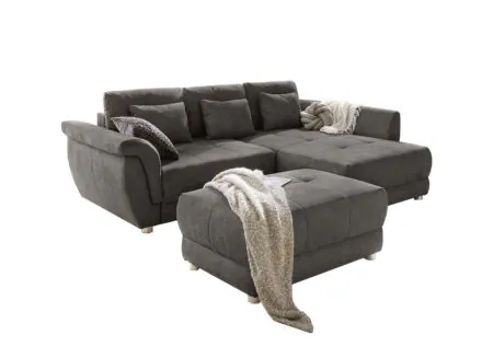 Hoeksalon La Spezia 258x192cm - stof - bruin met bedfunctie/ opbergruimte