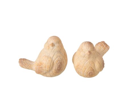 Deco Vogel Namaakhout 15,5x10x13cm - polyresin - beige