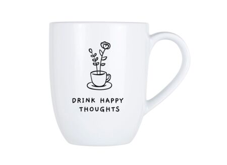 Mok Cosy Drink happy thoughts 53cl - porselein - wit