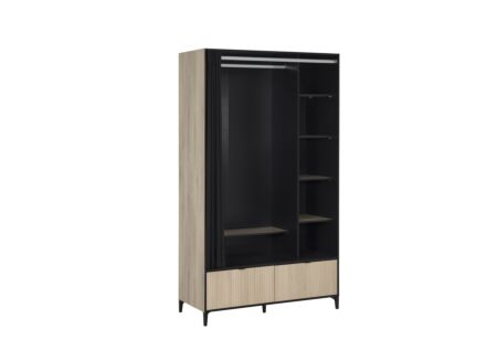 Kledingkast Quotidien 122x53x216cm - decor - kronberg eik & zwart