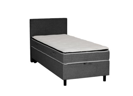 Bedbox City 90x200cm - stof - donkergrijs met opbergruimte