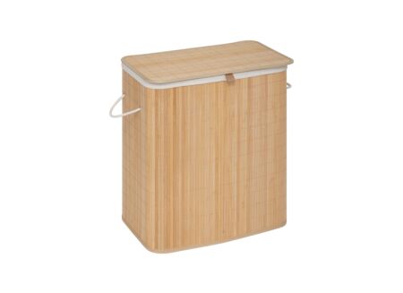 Linnenmand met 2 vakken 52x32x63cm - bamboe - naturel