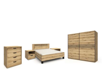 Slaapkamer Kato met bed 140x200cm - melamine - kleerkast 250cm