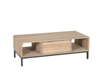 Salontafel Polar 120x60cm met opbergruimte - eik massief & decor - naturel
