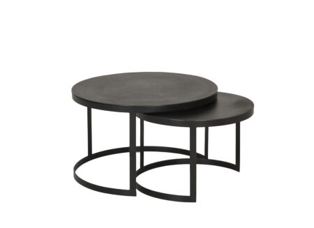 Salontafel Skudde metaal rond set van 2