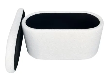 Pouf Suzanna avec rangement 82x42cm bouclé blanc