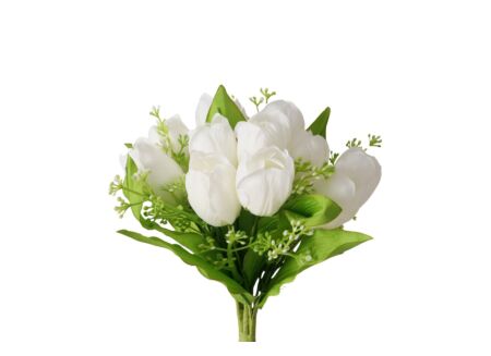 Kunstbloem Fanny H25cm - kunststof - groen/wit
