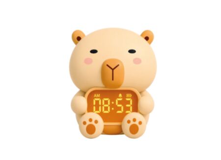 Nachtlampje Capybara met klok - silicone - oranje