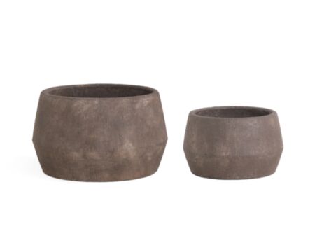 Bloempot Verde cement - bruin set van 2