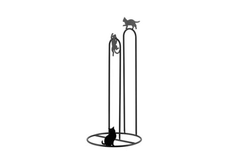 Keukenrolhouder Chat Ø13xH29cm - metaal - zwart