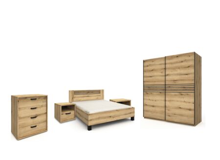 Slaapkamer Kato met bed 160x200cm - melamine - kleerkast 200cm