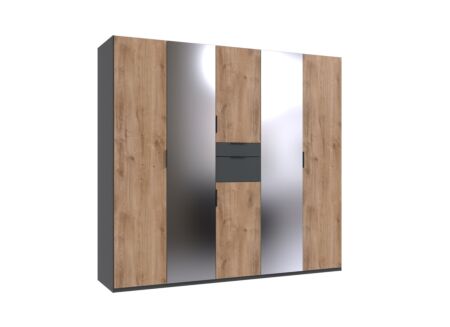 Kleerkast Moldau 225cm - decor - eik/grafiet