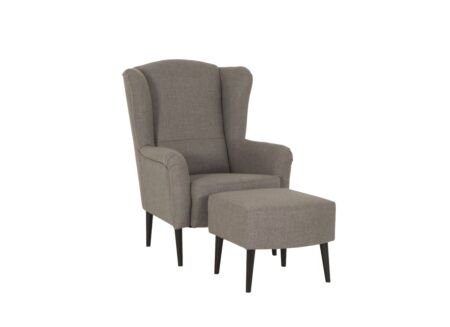 Oorfauteuil en poef Canto 76x80x107cm - stof - taupe