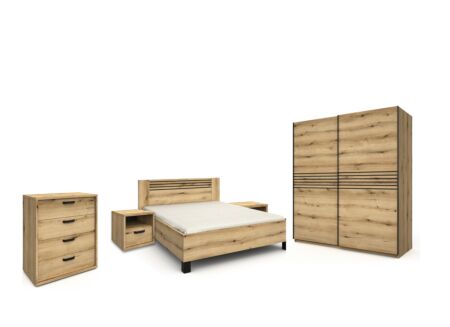 Slaapkamer Kato met bed 180x200cm - melamine - kleerkast 200cm