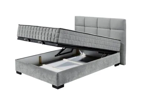 Aperçu - Lit box Nagol A 140x200cm - tissu - anthracite avec rangement