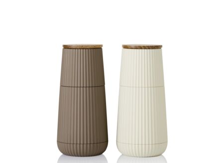 Peper en zoutmolen Scape H13cm - kunststof - beige & bruin