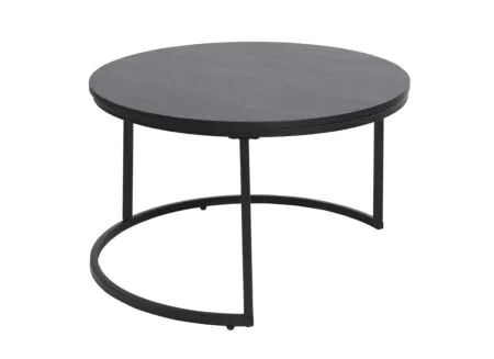 Aperçu - Table basse Ø70/Ø50cm - mélamine - nero lot de 2
