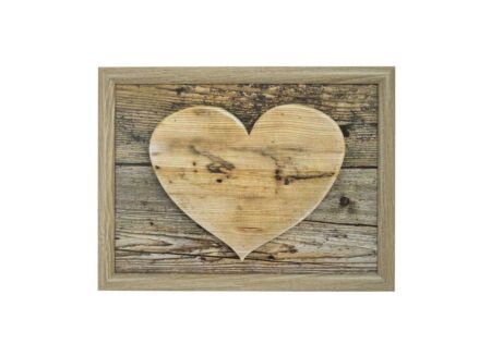 Schootkussen Houten Hart 43x33cm bruin