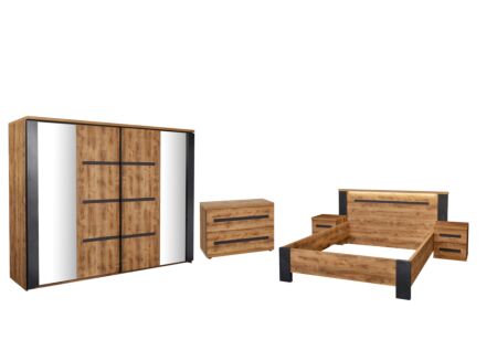 Slaapkamer Pauline met bed 180x200cm - kleerkast 245cm