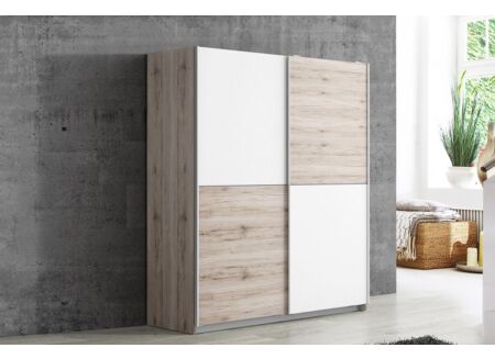 Schuifdeurkast Winner 170cm - decor - zandeik/wit
