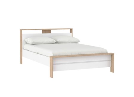 Bed Next 140x200cm - melamine - glanzend wit & jackson hickory