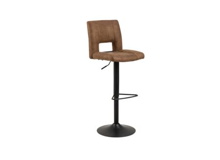 Barstoel ZH62-83cm - lederlook - lichtbruin