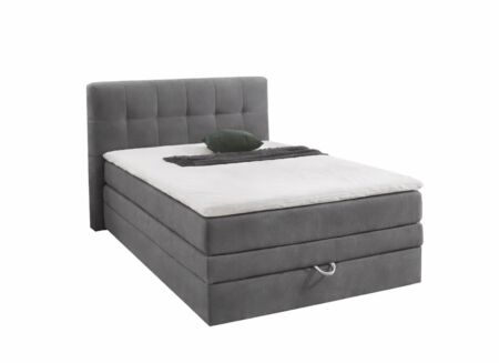 Boxspring Amy 140x200cm - stof - grijs met opbergruimte
