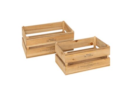 Deco Kratten Little Cottage 35x17x22cm - populier - bruin set van 2