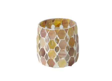 Theelichthouder Alejo H9,7cm - glas - beige