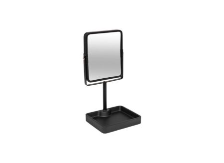 Make-up spiegel 15,2x12n8x30cm - metaal/glas/kunststof - zwart