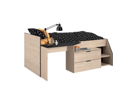 Halfhoogslaper Milky 90x200/190cm eik zwart