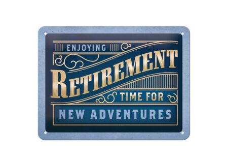 Plakkaat Retirement 15x20cm - metaal - blauw