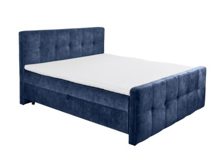 Bedbox Valetta 160x200cm - stof - blauw met opbergruimte