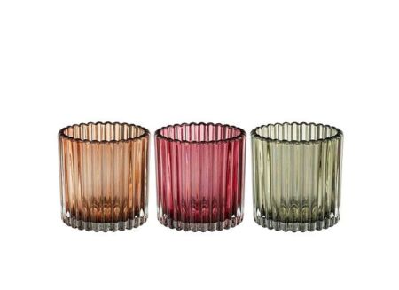 Theelichthouder H9cm - glas - multicolor