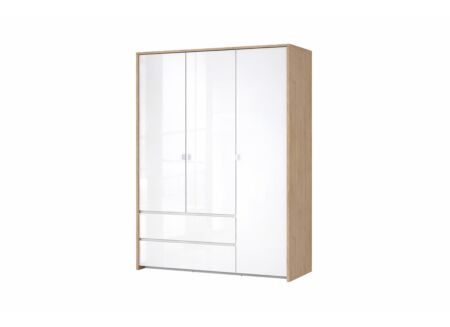 Kleerkast Next 149x58x202cm - melamine - glanzend wit & jackson hickory