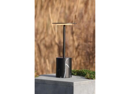 Tafellamp H20cm - aluminium - zwart met herlaadbare batterij
