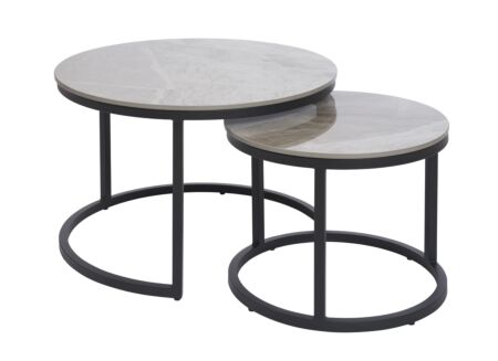 Salontafel rond grijs set van 2